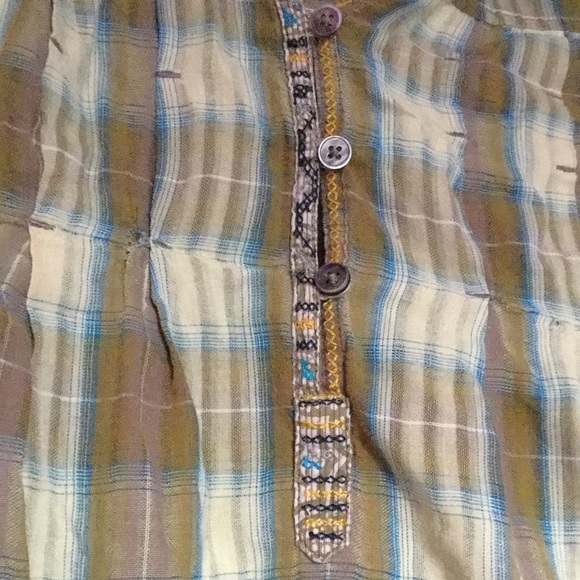 Free people plaid top shirt s 4 small stripe - Picture 2 of 5